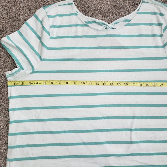 ***Women’s Talbots Plus Size 3X P Green  Striped Cotton Blend Blouse*** - Picture 4 of 9